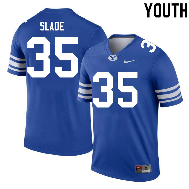 Youth #35 Ethan Slade BYU Cougars College Football Jerseys Sale-Royal - Click Image to Close
